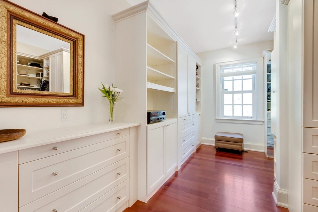 Walk-in closet with built-in shelving