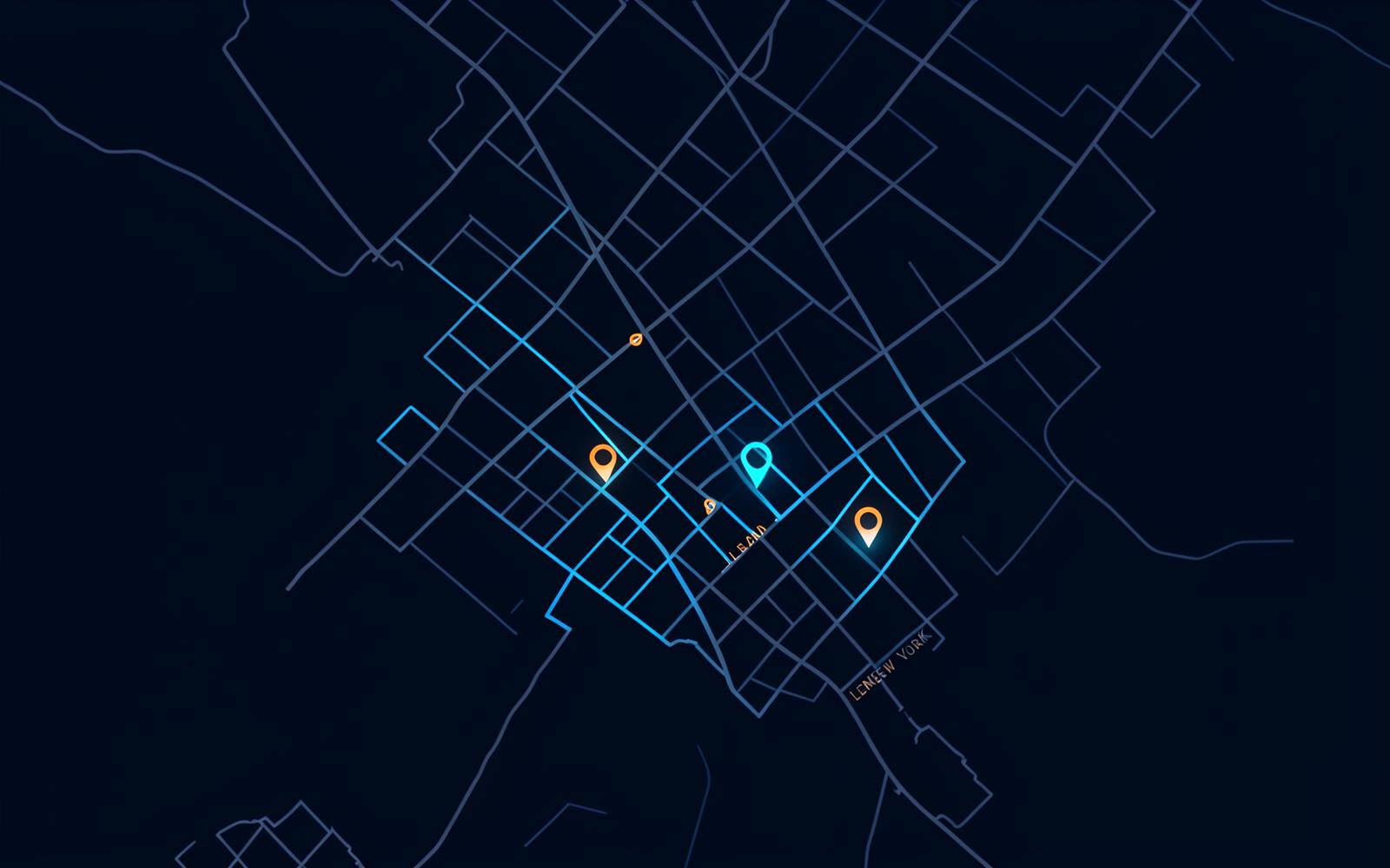 Map of Long Island with glowing event pins