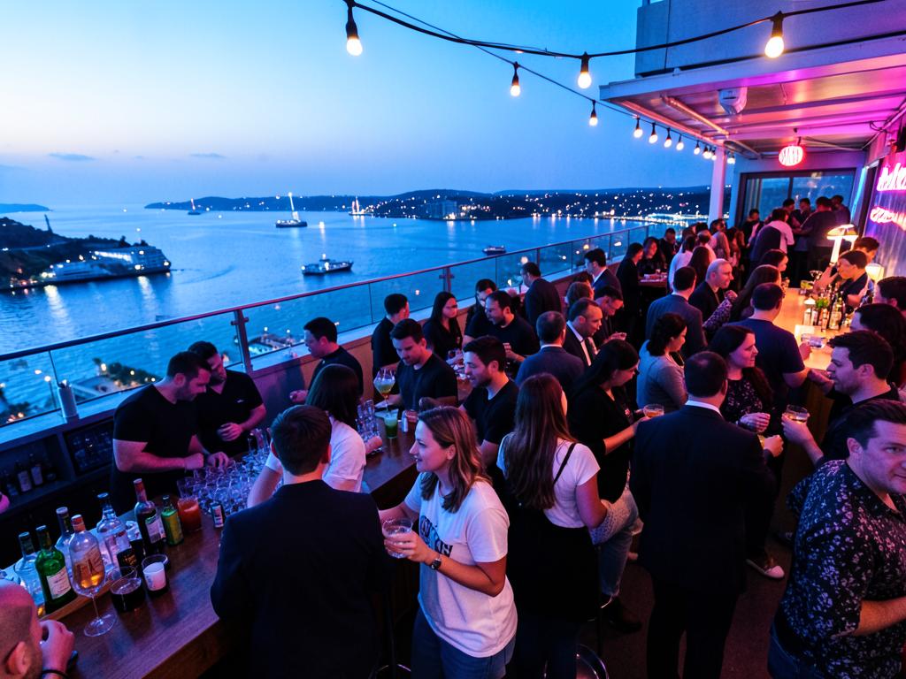 Harbor rooftop happy hour
